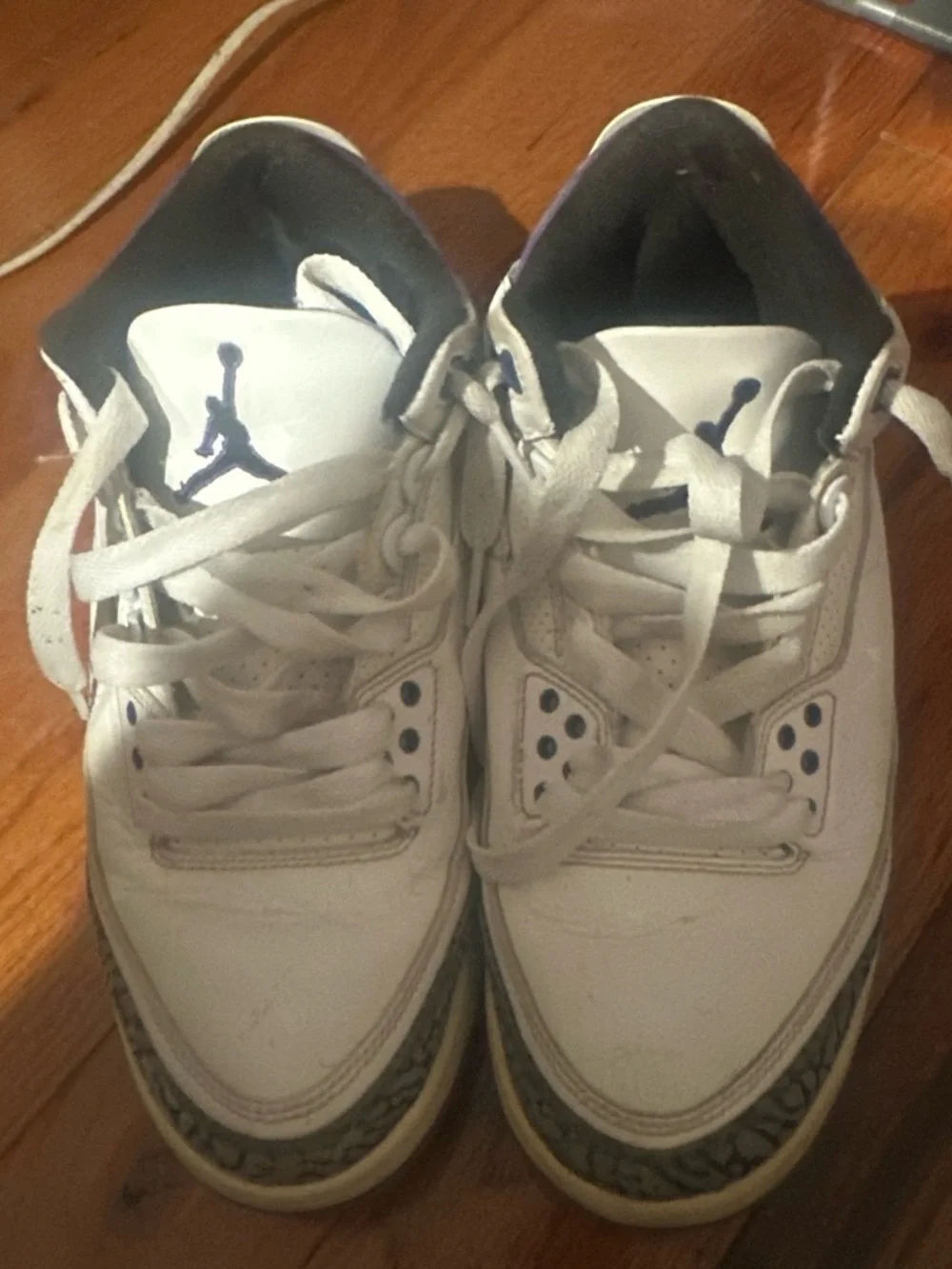 Jordan White and Navy Retro Basketball Sneakers